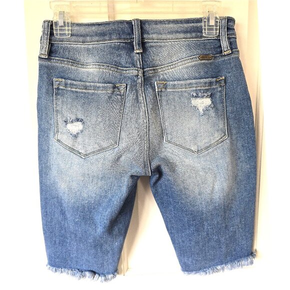 KANCAN The Buckle Distressed Denim Bermuda Jean Shorts 26 - Picture 7 of 15